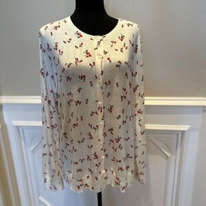 Loft Outlet Cherry blossom XL Cardigan. New with tags, 100% Cotton
